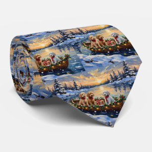 Pudel-Weihnachtsboot-Feiertag Krawatte