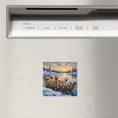 Pudel-Weihnachtsboot-Feiertag Magnet (In Situ (Geschirrspüler))