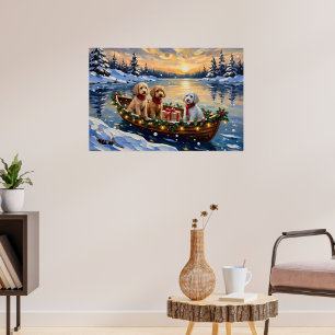 Pudel-Weihnachtsboot-Feiertag Poster