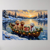 Pudel-Weihnachtsboot-Feiertag Poster (Vorne)