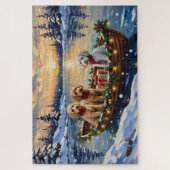 Pudel-Weihnachtsboot-Feiertag Puzzle (Vertikal)