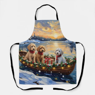Pudel-Weihnachtsboot-Feiertag Schürze