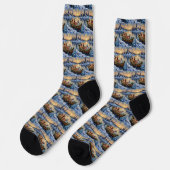 Pudel-Weihnachtsboot-Feiertag Socken (Linkes Detail)