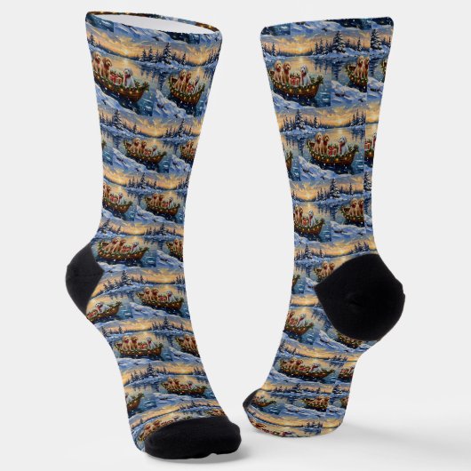 Pudel-Weihnachtsboot-Feiertag Socken (Gewinkelt)