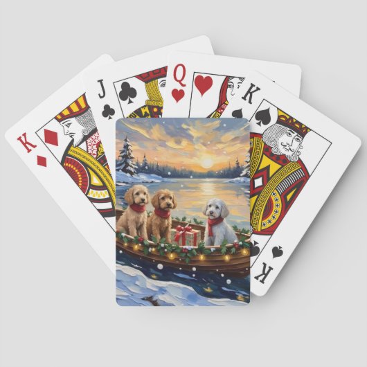 Pudel-Weihnachtsboot-Feiertag Spielkarten (Rückseite)