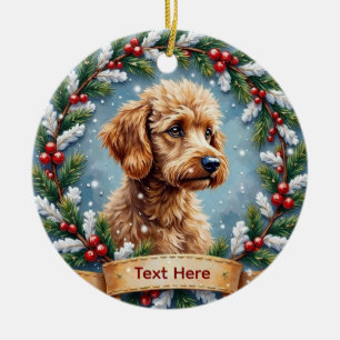 Pudel-Weihnachtsdekoration Keramik Ornament