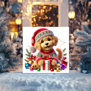 Pudel-Weihnachtsgeschenk  Feiertagskarte