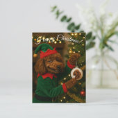 Pudel-Weihnachtskarte Feiertagspostkarte (Stehend Vorderseite)