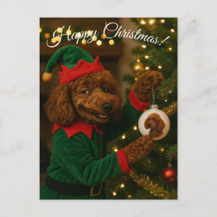 Pudel-Weihnachtskarte Feiertagspostkarte