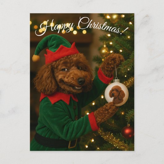 Pudel-Weihnachtskarte Feiertagspostkarte (Vorderseite)