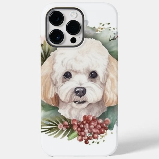 Pudel-Weihnachtskranz Festlicher Hund Case-Mate iPhone Hülle (Rückseite)
