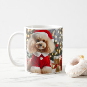 Pudel-Weihnachtstasse – Süßer Hund mit Weihnachtsm Kaffeetasse