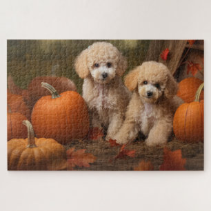 Pudel-Welpe Herbstfreude Kürbis Puzzle
