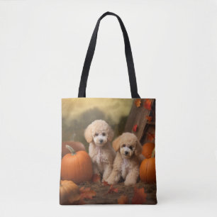 Pudel Welpe Herbstfreude Kürbis Tasche