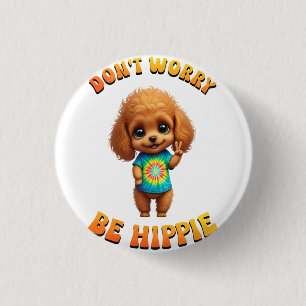 Pudel-Welpe-Hippie-glücklicher Hund  Button