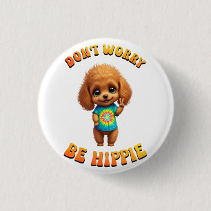 Pudel-Welpe Hippie Glücklicher Hund Button