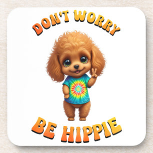 Pudel-Welpe Hippie Glücklicher Hund Getränkeuntersetzer