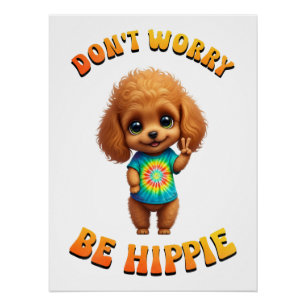 Pudel-Welpe Hippie Glücklicher Hund  Poster
