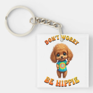 Pudel-Welpe Hippie Glücklicher Hund  Schlüsselanhänger
