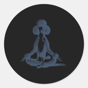 Pudel Yoga Lotus Meditieren Standard Vintage Lusti Runder Aufkleber