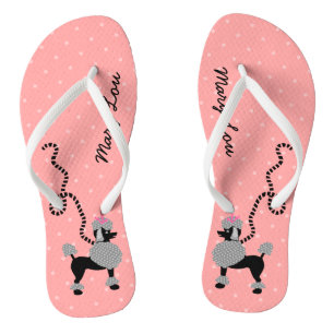 Pudelrocker Rockabilly Hund Retro Rosa 50er Modern Badesandalen
