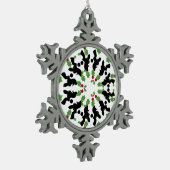 Pudelstern Schneeflocken Zinn-Ornament (Links)