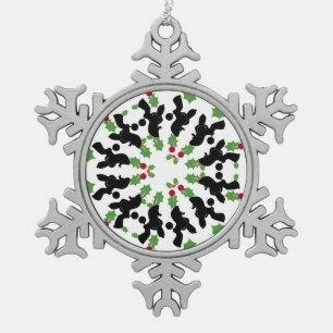 Pudelstern Schneeflocken Zinn-Ornament