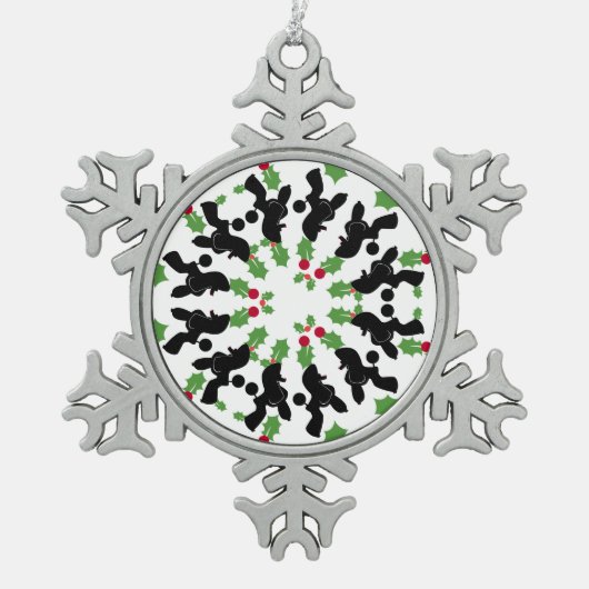 Pudelstern Schneeflocken Zinn-Ornament (Vorderseite)