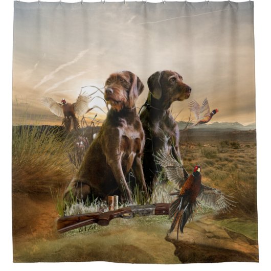 Pudelzeigen, Jagdfasan Duschvorhang (Vorderseite)