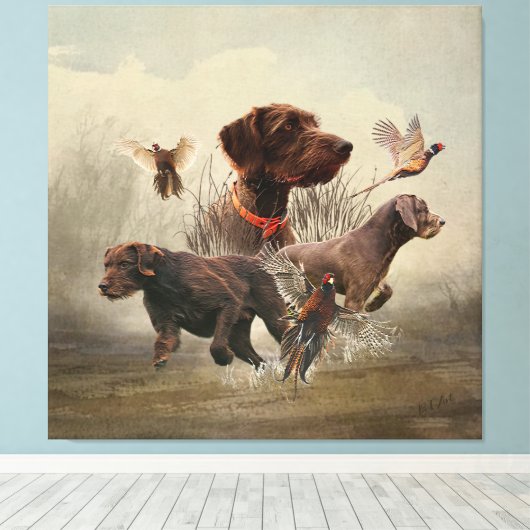 Pudelzeigen, Jagdfasan Leinwanddruck (Insitu (Holzboden))