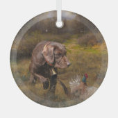 Pudelzeigen, Jagdfasan Ornament Aus Glas (Vorderseite)