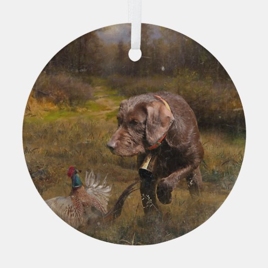 Pudelzeigen, Jagdfasan Ornament Aus Glas (Rückseite)