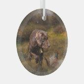 Pudelzeigen, Jagdfasan Ornament Aus Glas (Vorderseite Rechts)