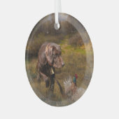 Pudelzeigen, Jagdfasan Ornament Aus Glas (Vorderseite links)