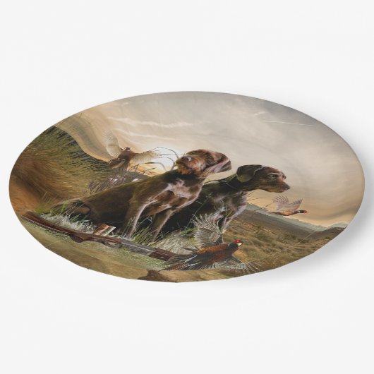 Pudelzeigen, Jagdfasan Pappteller (Schrägansicht)