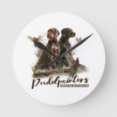 Pudelzeigen, Jagdfasan Runde Wanduhr (Vorderseite)