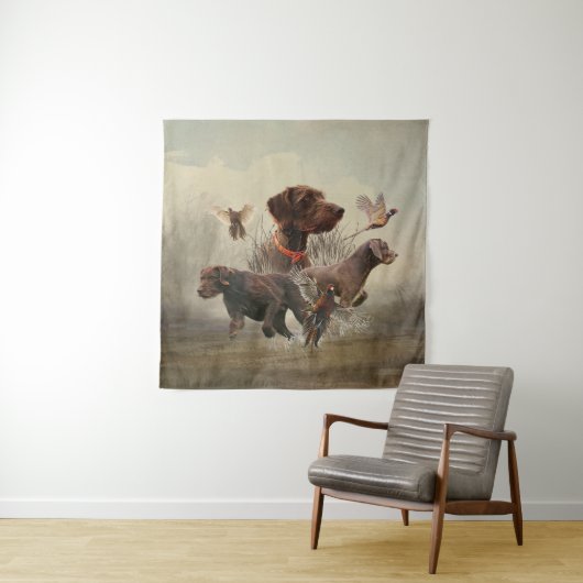 Pudelzeigen, Jagdfasan Wandteppich (Beispiel)