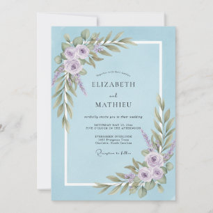 Puder Amethyst Blatt Hochzeit Einladung