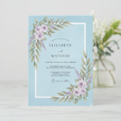 Puder Amethyst Blatt Hochzeit Einladung (Stehend Vorderseite)
