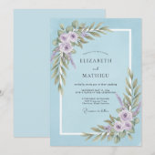 Puder Amethyst Blatt Hochzeit Einladung (Vorne/Hinten)