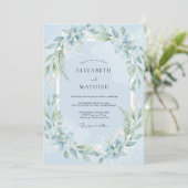Puder Blattgemalte Hochzeit Einladung (Stehend Vorderseite)