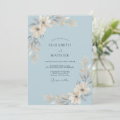 Puder Champagner Blatt Hochzeit Einladung (Stehend Vorderseite)