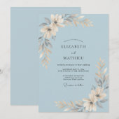 Puder Champagner Blatt Hochzeit Einladung (Vorne/Hinten)