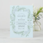 Puder-Minzblatt-Hochzeit Einladung (Stehend Vorderseite)