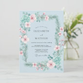 Puder-Minzblatt-Hochzeit Einladung (Stehend Vorderseite)