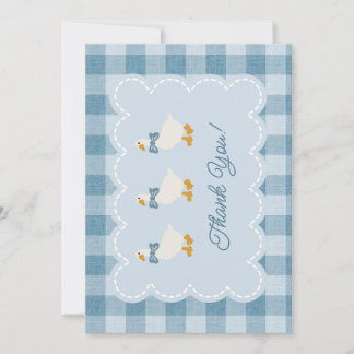 Puderblau Gingham Gans Baby Shower Dankeschön Dankeskarte