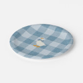 Puderblau Gingham Gans Baby Shower Kariert Pappteller (Schrägansicht)