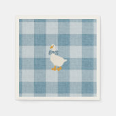 Puderblau Gingham Gans Baby Shower Karo Serviette (Vorderseite)