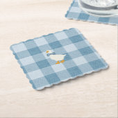 Puderblau Gingham Gans Baby Shower Karo Untersetzer (angewinkelt)
