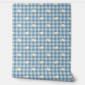Puderblau Gingham Gans Büffel Karo Kinderzimmer Tapete (Abrollen)